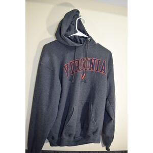University of Virginia Cavalier Champion Hoodie Sweatshirt MENS L Gray WORN LOOK